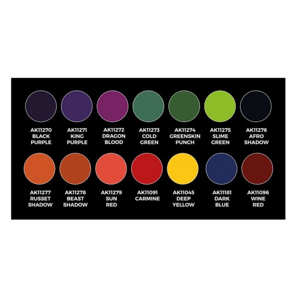 AK Interactive - 3rd Generation Acrylics Set - HIGH PIGMENTATION (Colour Punch) – 14 COLORS