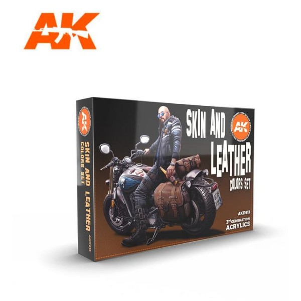 AK Interactive - 3rd Generation Acrylics Set - SKINs AND LEATHER COLORS