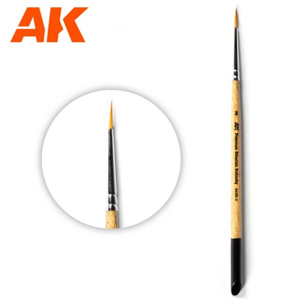 Clearance - AK Interactive - PREMIUM SIBERIAN KOLINSKY BRUSH - Size 2