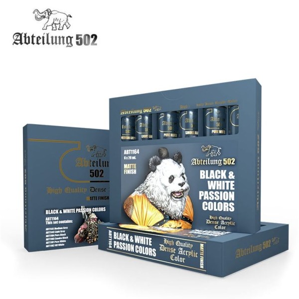 Clearance - Abteilung 502 - Dense Acrylic Color Tube boxed Set - BLACK and WHITE PASSION COLORS