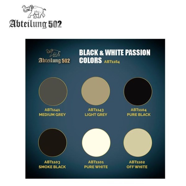 Clearance - Abteilung 502 - Dense Acrylic Color Tube boxed Set - BLACK and WHITE PASSION COLORS
