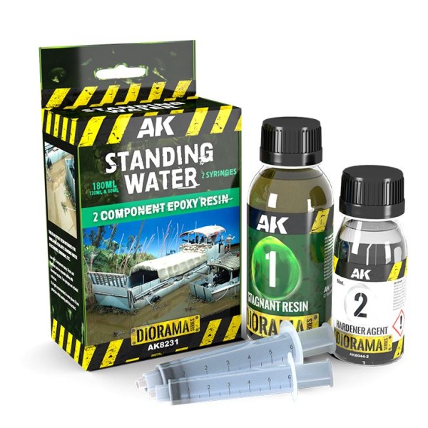 AK Interactive - Diorama Effects - RESIN STANDING WATER 2 COMPONENTS EPOXY RESIN 180ml