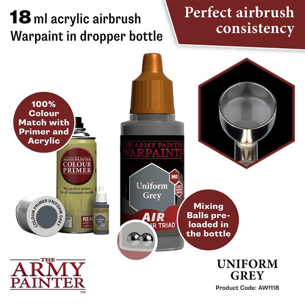 Clearance - The Army Painter - Warpaints AIR - Uniform Grey