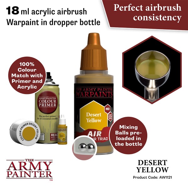 Clearance - The Army Painter - Warpaints AIR - Desert Yellow Clearance - The Army Painter - Warpaints AIR - Desert Yellow