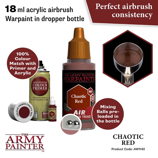 Clearance - The Army Painter - Warpaints AIR - Chaotic Red