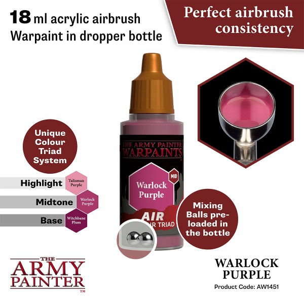 Clearance - The Army Painter - Warpaints AIR - Warlock Purple Clearance - The Army Painter - Warpaints AIR - Warlock Purple