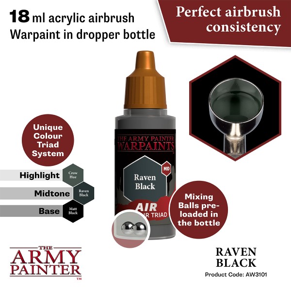 Clearance - The Army Painter - Warpaints AIR - Raven Black Clearance - The Army Painter - Warpaints AIR - Raven Black