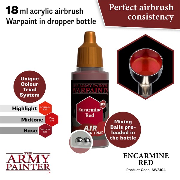 Clearance - The Army Painter - Warpaints AIR - Encarmine Red Clearance - The Army Painter - Warpaints AIR - Encarmine Red