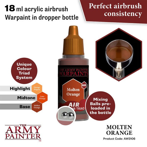 Clearance - The Army Painter - Warpaints AIR - Molten Orange Clearance - The Army Painter - Warpaints AIR - Molten Orange