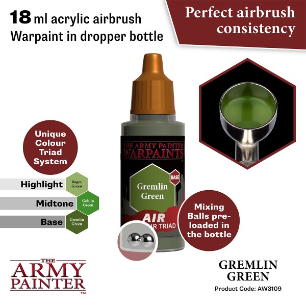 Clearance - The Army Painter - Warpaints AIR - Gremlin Green Clearance - The Army Painter - Warpaints AIR - Gremlin Green