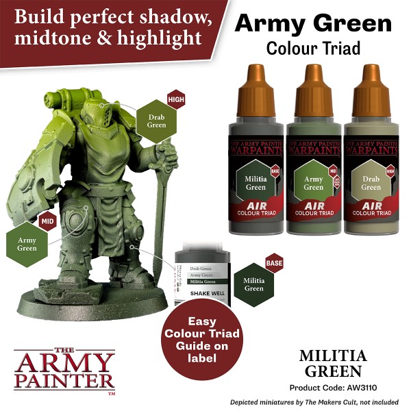 Clearance - The Army Painter - Warpaints AIR - Militia Green Clearance - The Army Painter - Warpaints AIR - Militia Green