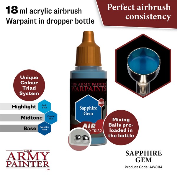 Clearance - The Army Painter - Warpaints AIR - Sapphire Gem Clearance - The Army Painter - Warpaints AIR - Sapphire Gem