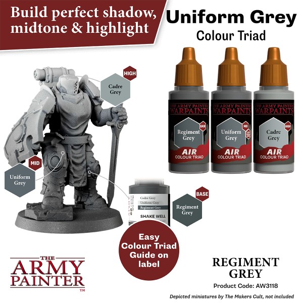 Clearance - The Army Painter - Warpaints AIR - Regiment Grey Clearance - The Army Painter - Warpaints AIR - Regiment Grey