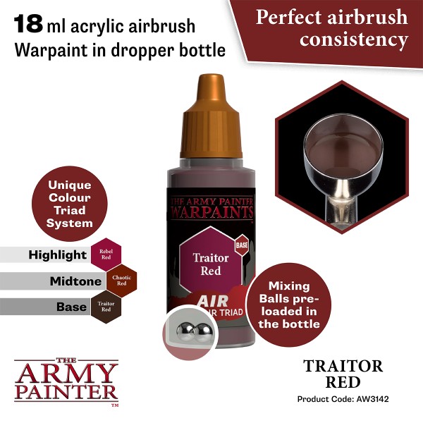 Clearance - The Army Painter - Warpaints AIR - Traitor Red Clearance - The Army Painter - Warpaints AIR - Traitor Red