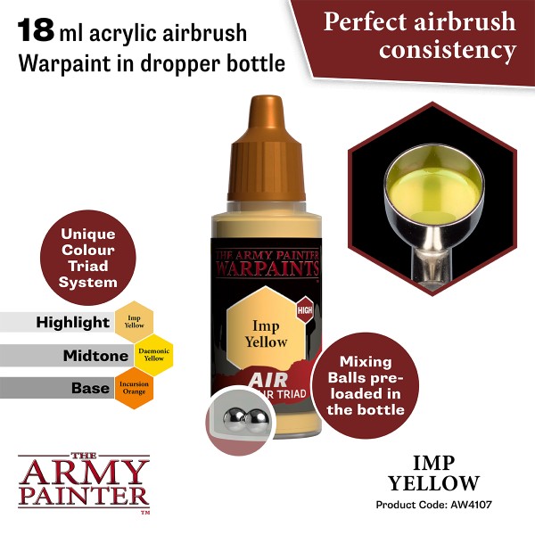 Clearance - The Army Painter - Warpaints AIR - Imp Yellow Clearance - The Army Painter - Warpaints AIR - Imp Yellow
