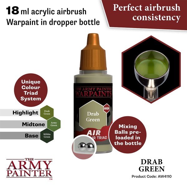 Clearance - The Army Painter - Warpaints AIR - Drab Green Clearance - The Army Painter - Warpaints AIR - Drab Green