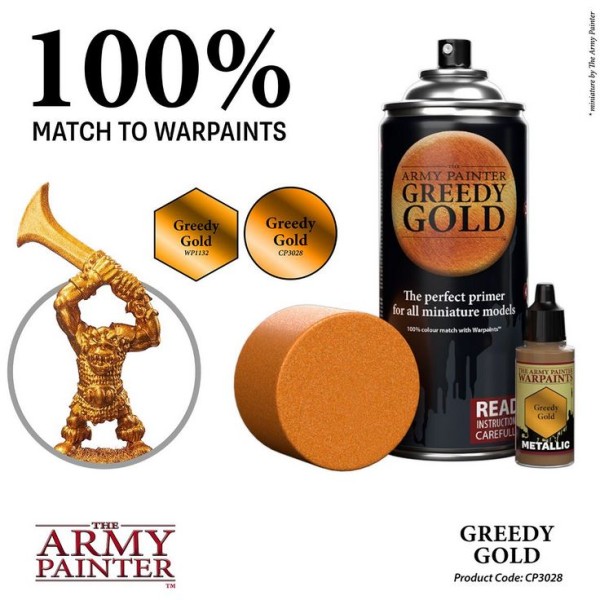 Clearance - The Army Painter - Colour Primer: Greedy Gold (In Store Only)