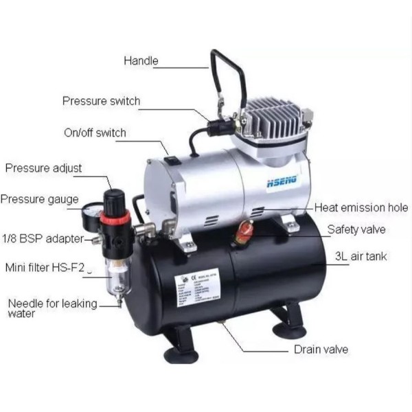 Hseng - Air Compressor with Holding Tank (**No Free Shipping - See Notes**)