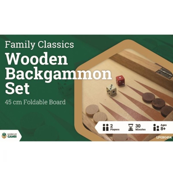 Clearance - LPG Gaming - Family Classics - Wooden Folding Backgammon Case (45cm)
