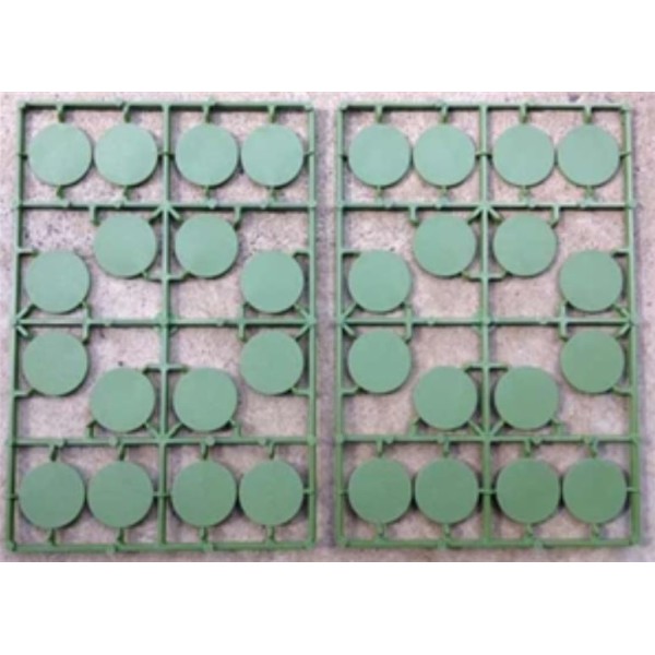 Renedra Bases - ROUND Flat Bases - 30mm Diameter - 32 bases per bag