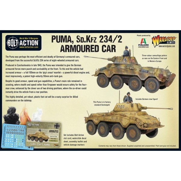 Bolt Action - Germany - Puma Sd.Kfz 234/2 Armoured Car (plastic) Bolt Action - Germany - Puma Sd.Kfz 234/2 Armoured Car (plastic)