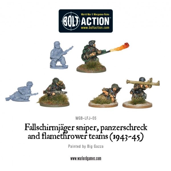 Bolt Action - Germany - Fallschirmjager Sniper, Panzerschreck and Flamethrower Teams Bolt Action - Germany - Fallschirmjager Sniper, Panzerschreck and Flamethrower Teams