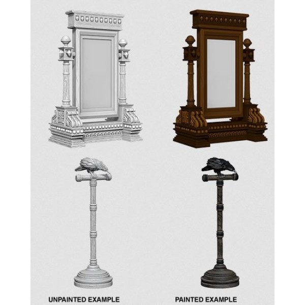 Clearance - Pathfinder - Deep Cuts Unpainted Miniatures: Mirror & Bird on Stand