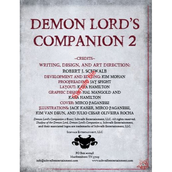 Shadow Of The Demon Lord - RPG - Demon Lord's Companion 2 Shadow Of The Demon Lord - RPG - Demon Lord's Companion 2