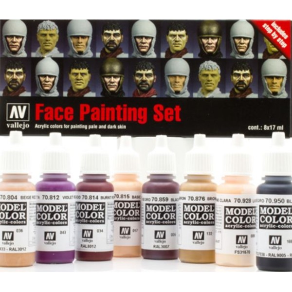 Vallejo - Model Colour - Face Painting Set (With Guide) Vallejo - Model Colour - Face Painting Set (With Guide)